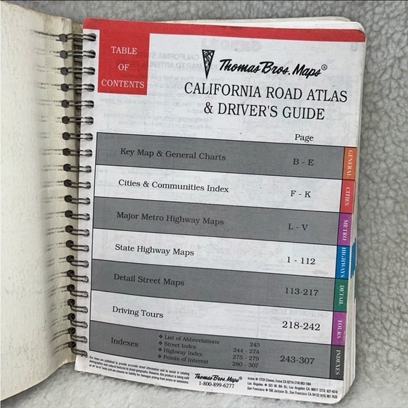 Thomas Bros Maps California Road Atlas & drivers guide 11" 1995 book - Picture 6 of 12